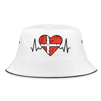 Denmark Heartbeat Line Danish Flag Love Design - Bucket Hat - white/navy - Front