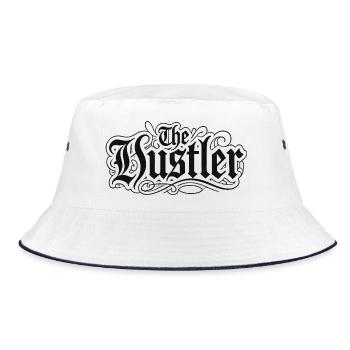 The Hustler Gothic Script - Bucket Hat - white/navy - Front