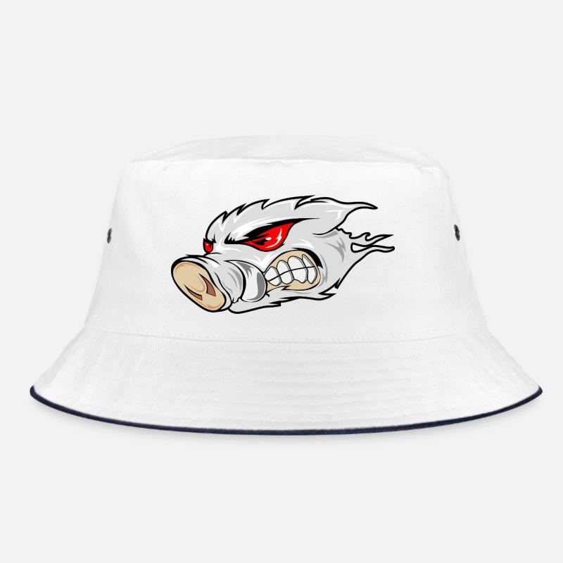 Fiery Boar Head Emblem Bucket Hat