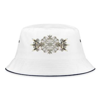 Pastel Ornamental Mehndi Mandala Design - Bucket Hat - white/navy - Front