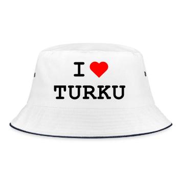Ich liebe Turku - I love Turku - Bucket Hat - Weiß/Navy - Vorne