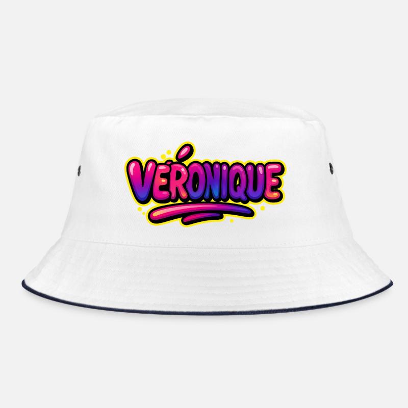 Graffiti Name Véronique printable on everything! - Bucket Hat - white/navy