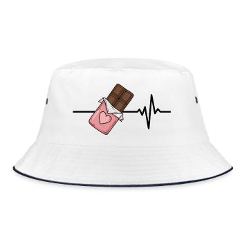 Chocolate is my life, heartbeat, chocolate love - Bucket Hat - white/navy - Front