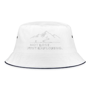 Wandern Berge Trekking Wanderer Outdoor Natur Wald - Bucket Hat - Weiß/Navy - Vorne