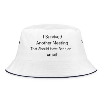 Bürohumor Büro Lustige Witzige Sprüche - Bucket Hat - Weiß/Navy - Vorne