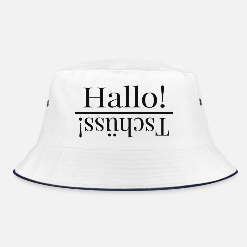 Hello – Funny Mirrored Typography Design - Bucket Hat - white/navy