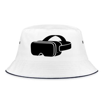 VR Brille Headset Icon - Bucket Hat - Weiß/Navy - Vorne