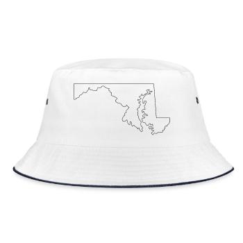 Maryland outline map - Bucket Hat - white/navy - Front