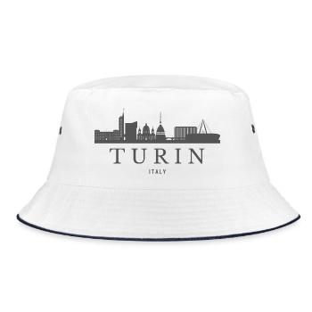 Skyline von Turin, urbane Kunst von Turin - Bucket Hat - Weiß/Navy - Vorne