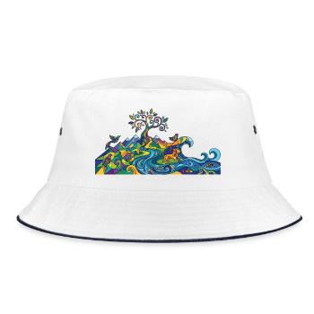 Imaginative play of colours nature panorama motif - Bucket Hat - white/navy - Front
