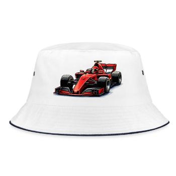  Rennwagen Grafik - Bucket Hat - Weiß/Navy - Vorne