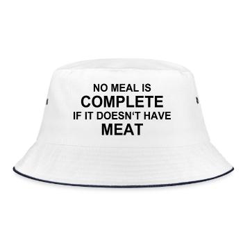Fleischliebhaber Grillen BBQ Burger Steak Western - Bucket Hat - Weiß/Navy - Vorne