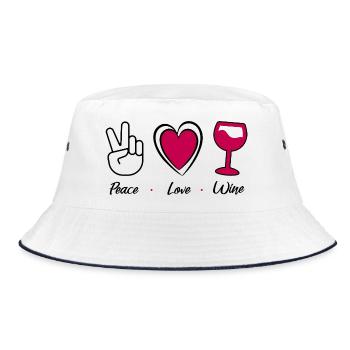 Paix amour vin - Peace love wine - humour vin - Bob - blanc/marine - Devant