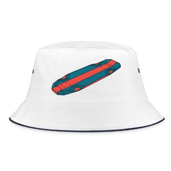 Cooles Skateboard Deck Streetwear - Bucket Hat - Weiß/Navy - Vorne