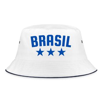 Brazil 3 Star Design Blue - Bucket Hat - white/navy - Front