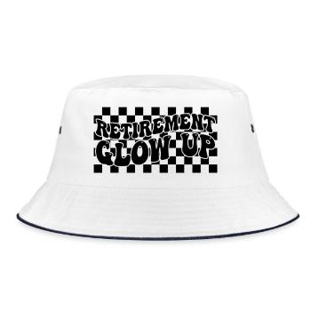 Ruhestand Glow Up Retro Checkerboard Ruhestand - Bucket Hat - Weiß/Navy - Vorne