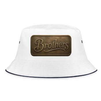 Brothers Bronze Relief Plaque - Bucket Hat - white/navy - Front