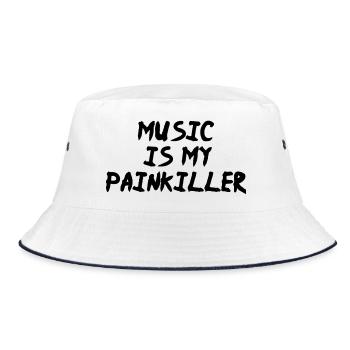 Music Is My Painkiller - Bucket Hat - Weiß/Navy - Vorne