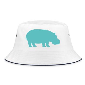 Turquoise Hippo Silhouette - Bucket Hat - white/navy - Front