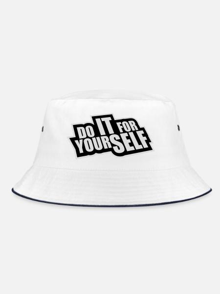 Do It For Yourself Inspirierend Selbstliebe Zitat - Bucket Hat - Weiß/Navy - Vorne