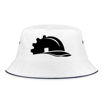 Construction Worker Helmet Gear and House - Bucket Hat - white/navy - Front