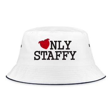 Only Staffy with Staffie Head of Heart - 027 - Bucket Hat - white/navy - Front