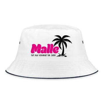 Malle ist nur einmal im Jahr 2026 - pink - Bucket Hat - Weiß/Navy - Vorne