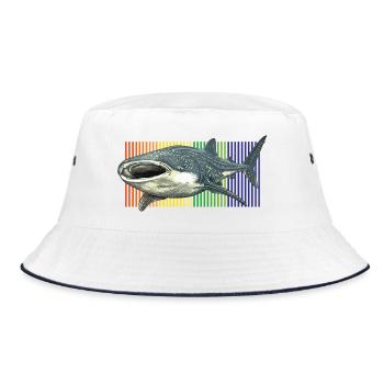 Whale Shark Rhincodon typus - Bucket Hat - white/navy - Front