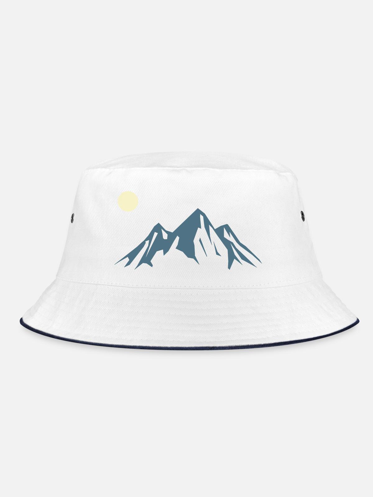 Mountain Silhouette Sunrise - Bucket Hat - white/navy - Front