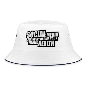 Social Media Seriously Harms Mental Health Spruch - Bucket Hat - Weiß/Navy - Vorne