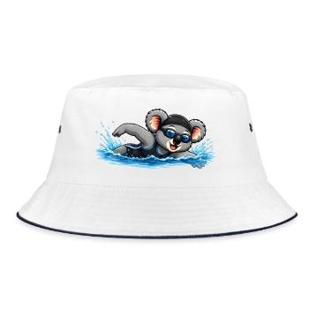 Cute koala swimming - Bucket Hat - white/navy - Front