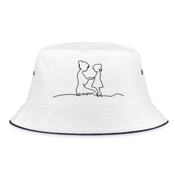 Mom Daughter Line Art Mom Gift Love Design - Bucket Hat - white/navy - Front