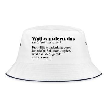 Wattwandern Duden Spruch - Bucket Hat - Weiß/Navy - Vorne