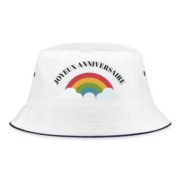 ARC. IM HIMMEL. GESCHENK. ALLES GUTE ZUM GEBURTSTAG - Bucket Hat - Weiß/Navy - Vorne