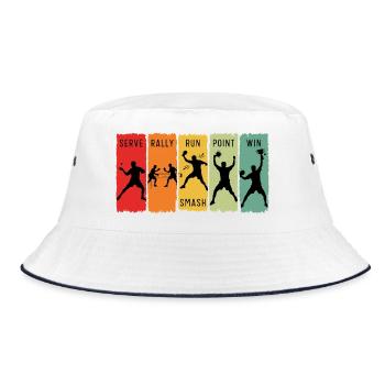 Retro Table Tennis Steps Serve Rally Smash Sieg - Bucket Hat - Weiß/Navy - Vorne