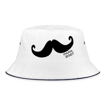 Baby Papa 2027 Schnurrbart - Bucket Hat - Weiß/Navy - Vorne
