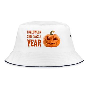 Halloween Pumpkin 365 Days a year - Bucket Hat - Weiß/Navy - Vorne