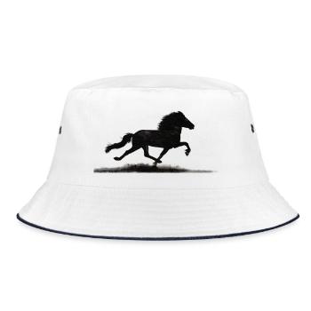 Islandpferd im Pass - Bucket Hat - Weiß/Navy - Vorne