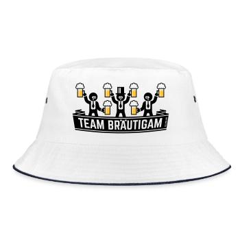 Team Bräutigam (JGA Polterabend Bierkrüge / POS2C) - Bucket Hat - Weiß/Navy - Vorne