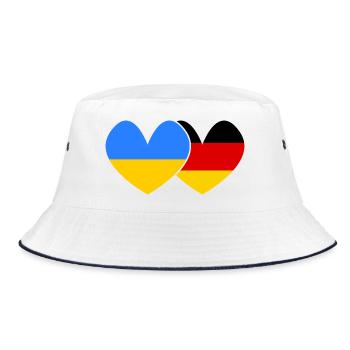 Ukraine Deutschland Freundschaft  - Bucket Hat - Weiß/Navy - Vorne