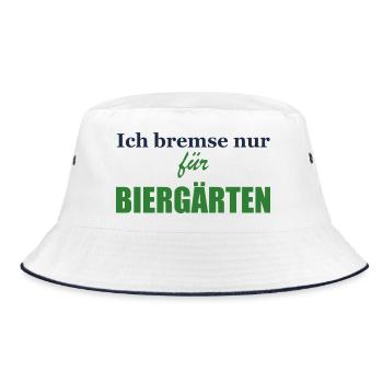Ich bremse nur für Biergärten - Bucket Hat - Weiß/Navy - Vorne