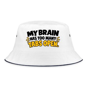 Lustiges Überdenken-Zitat - Bucket Hat - Weiß/Navy - Vorne