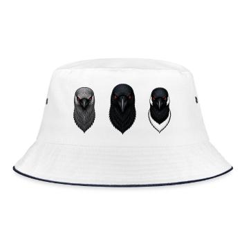 Die Dohle, die Krähe und die Elster - Bucket Hat - Weiß/Navy - Vorne