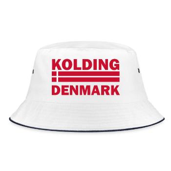 Kolding, Dänemarks Stadtflagge - Bucket Hat - Weiß/Navy - Vorne