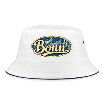 Bonn Vintage Stadtmotiv - Bucket Hat - Weiß/Navy - Vorne