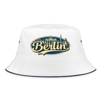 Berlin Vintage Stadtmotiv - Bucket Hat - Weiß/Navy - Vorne
