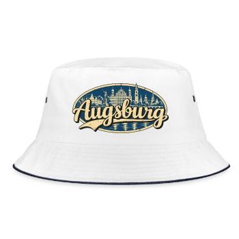 Augsburg Vintage Stadtmotiv - Bucket Hat - Weiß/Navy - Vorne