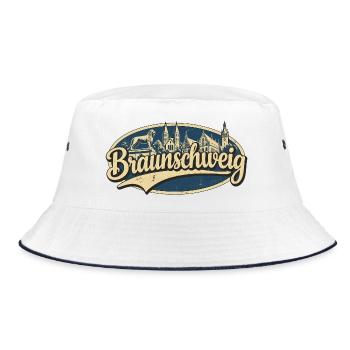 Braunschweig Vintage Stadtmotiv - Bucket Hat - Weiß/Navy - Vorne