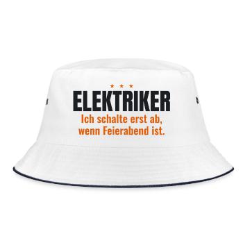 Elektriker Shirt – Ich schalte bei Feierabend ab - Bucket Hat - Weiß/Navy - Vorne