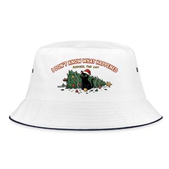 Weihnachtskatze Baum umgeworfen Lustiger Spruch - Bucket Hat - Weiß/Navy - Vorne